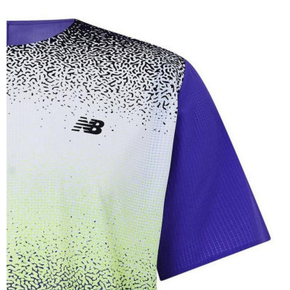 Blue - Side - New Balance Mens Race Day Speckle Logo T-Shirt