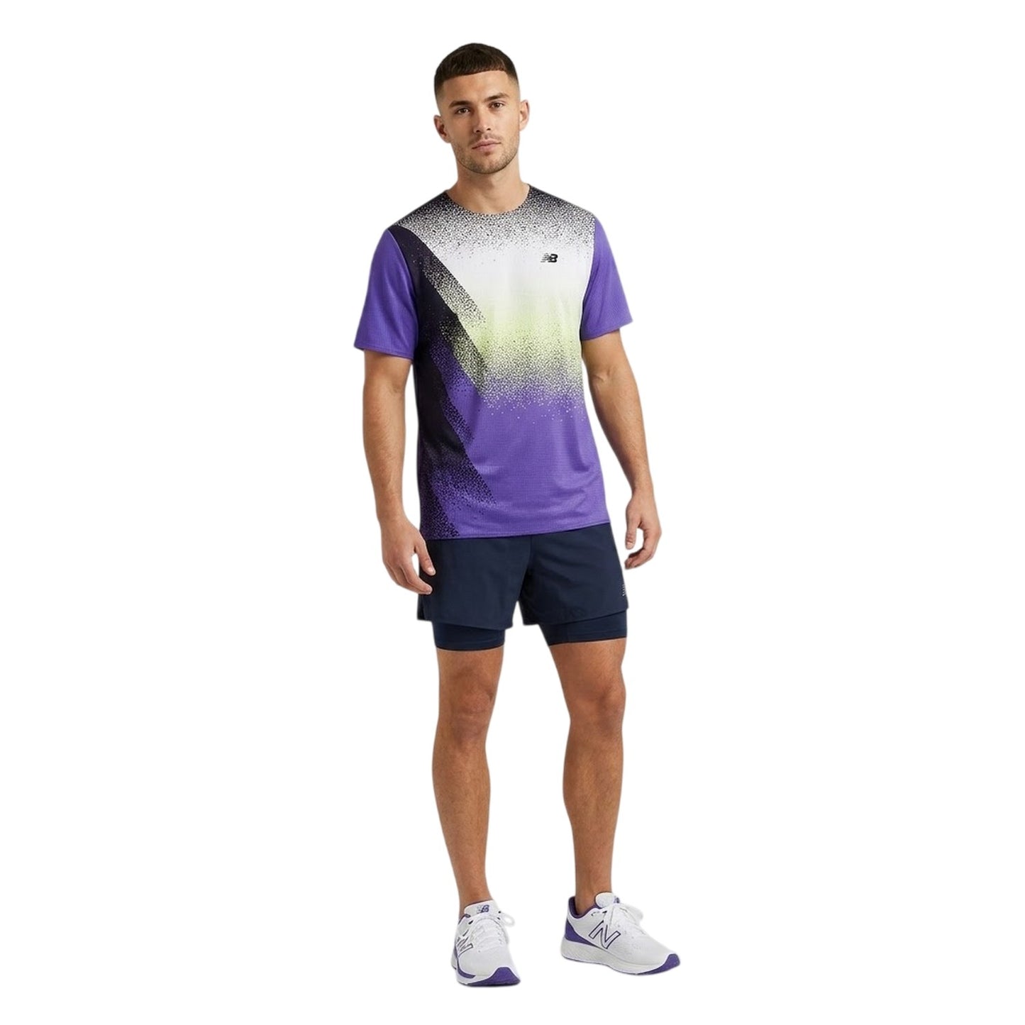 Blue - Lifestyle - New Balance Mens Race Day Speckle Logo T-Shirt