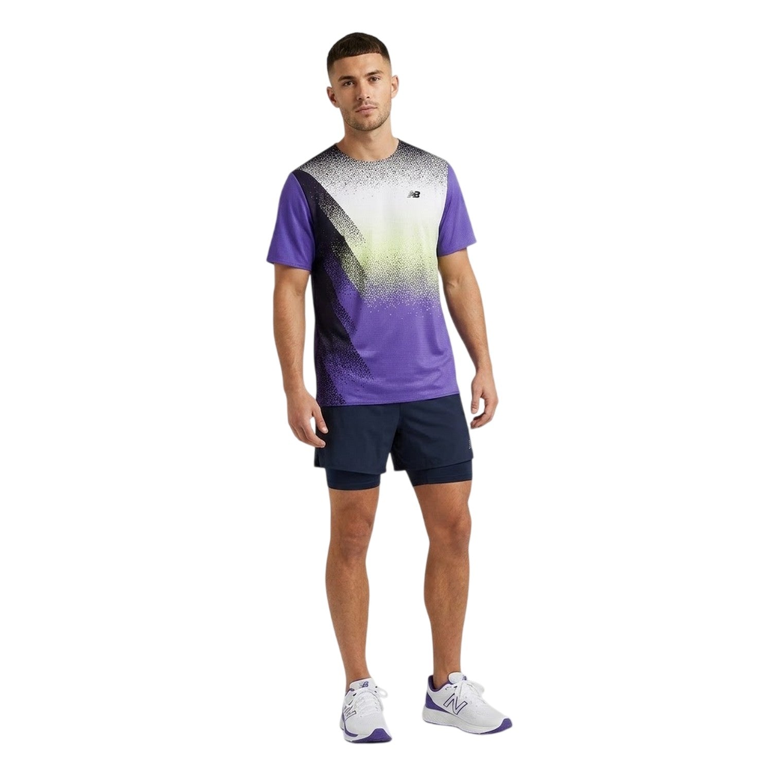 Blue - Lifestyle - New Balance Mens Race Day Speckle Logo T-Shirt