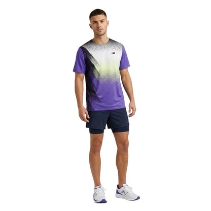 Blue - Lifestyle - New Balance Mens Race Day Speckle Logo T-Shirt