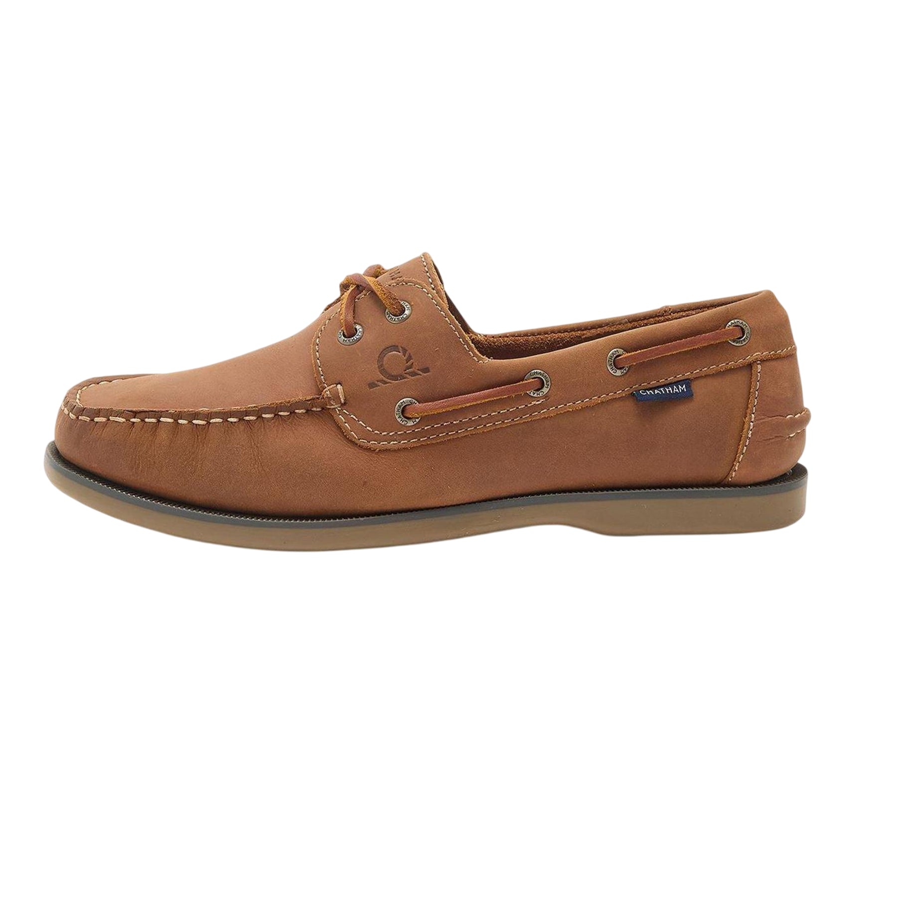 Tan - Back - Chatham Mens Leather Stitch Detail Boat Shoes
