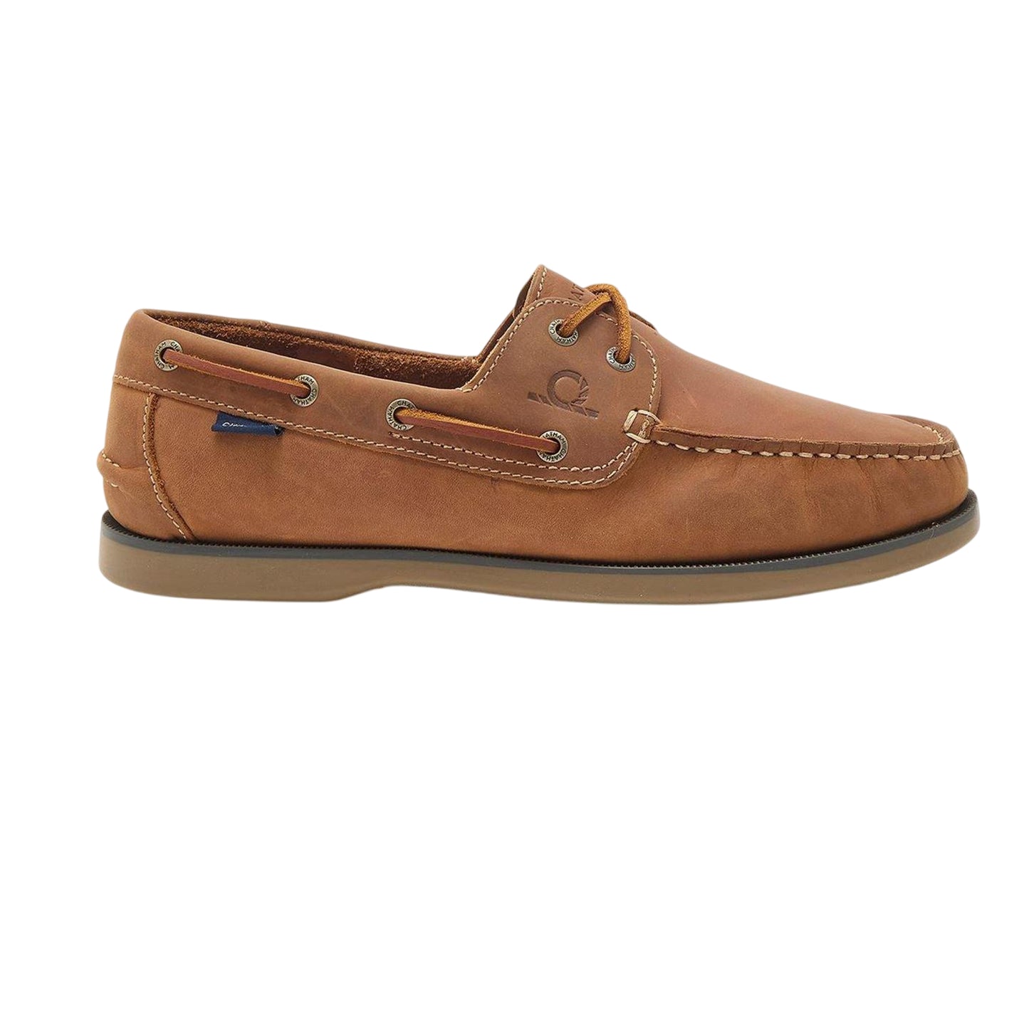 Tan - Front - Chatham Mens Leather Stitch Detail Boat Shoes
