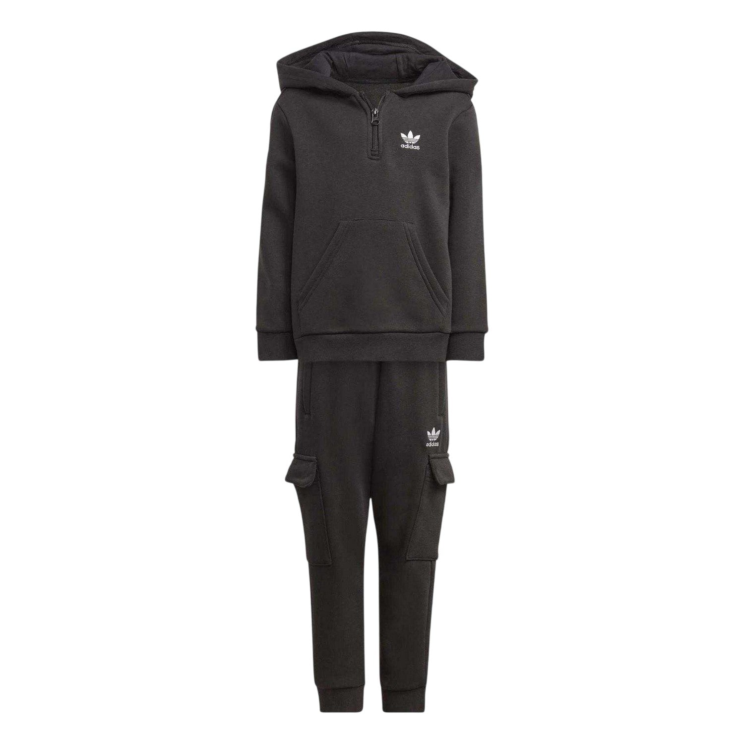 Black - Front - Adidas Childrens-Kids Originals Hoodie & Bottom Set