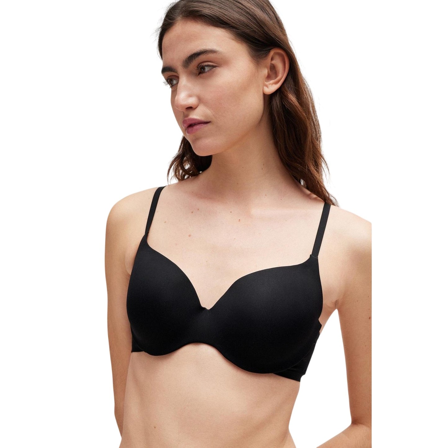 Black - Side - Boss Womens-Ladies V Neck Spaghetti Strap Sports Bra
