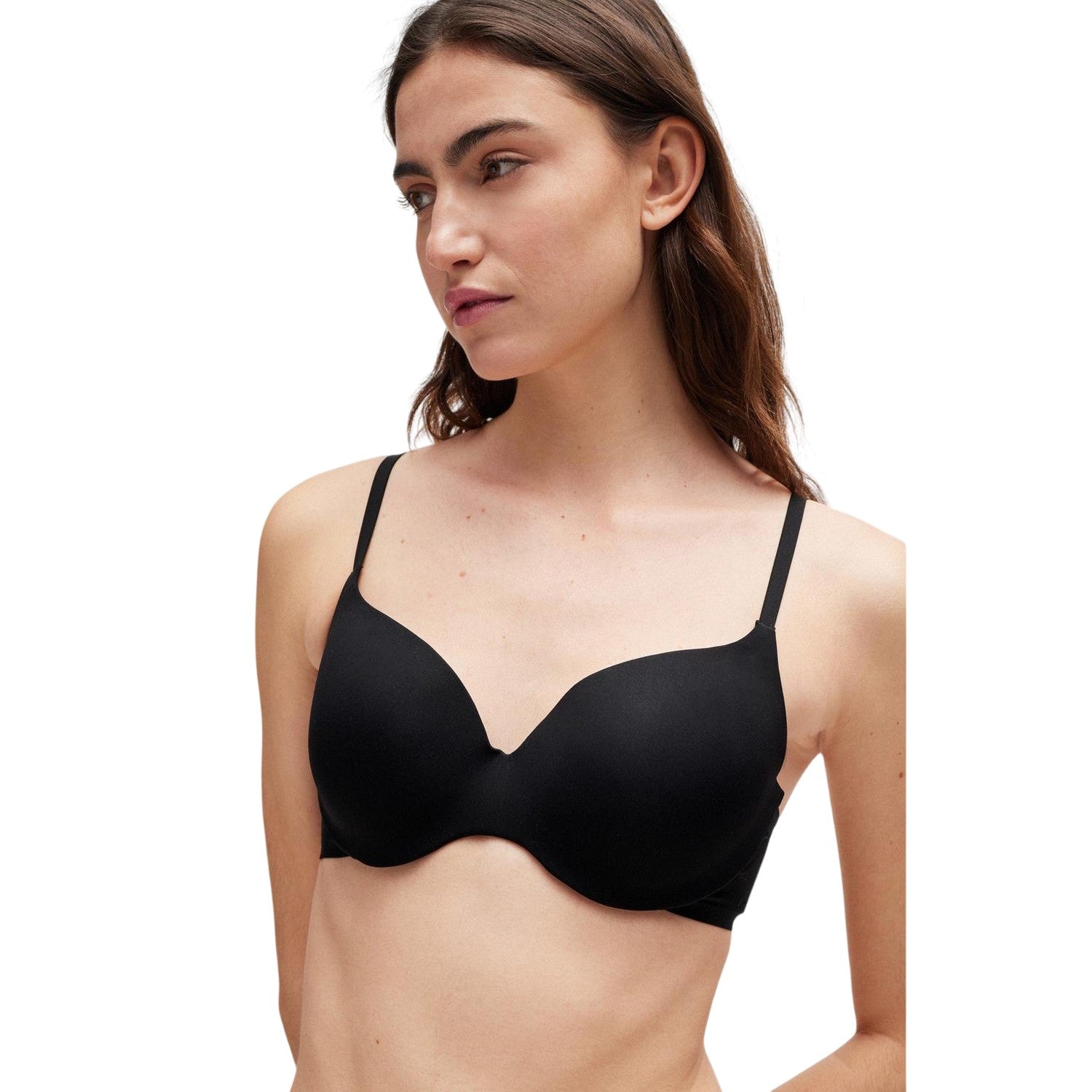 Black - Side - Boss Womens-Ladies V Neck Spaghetti Strap Sports Bra