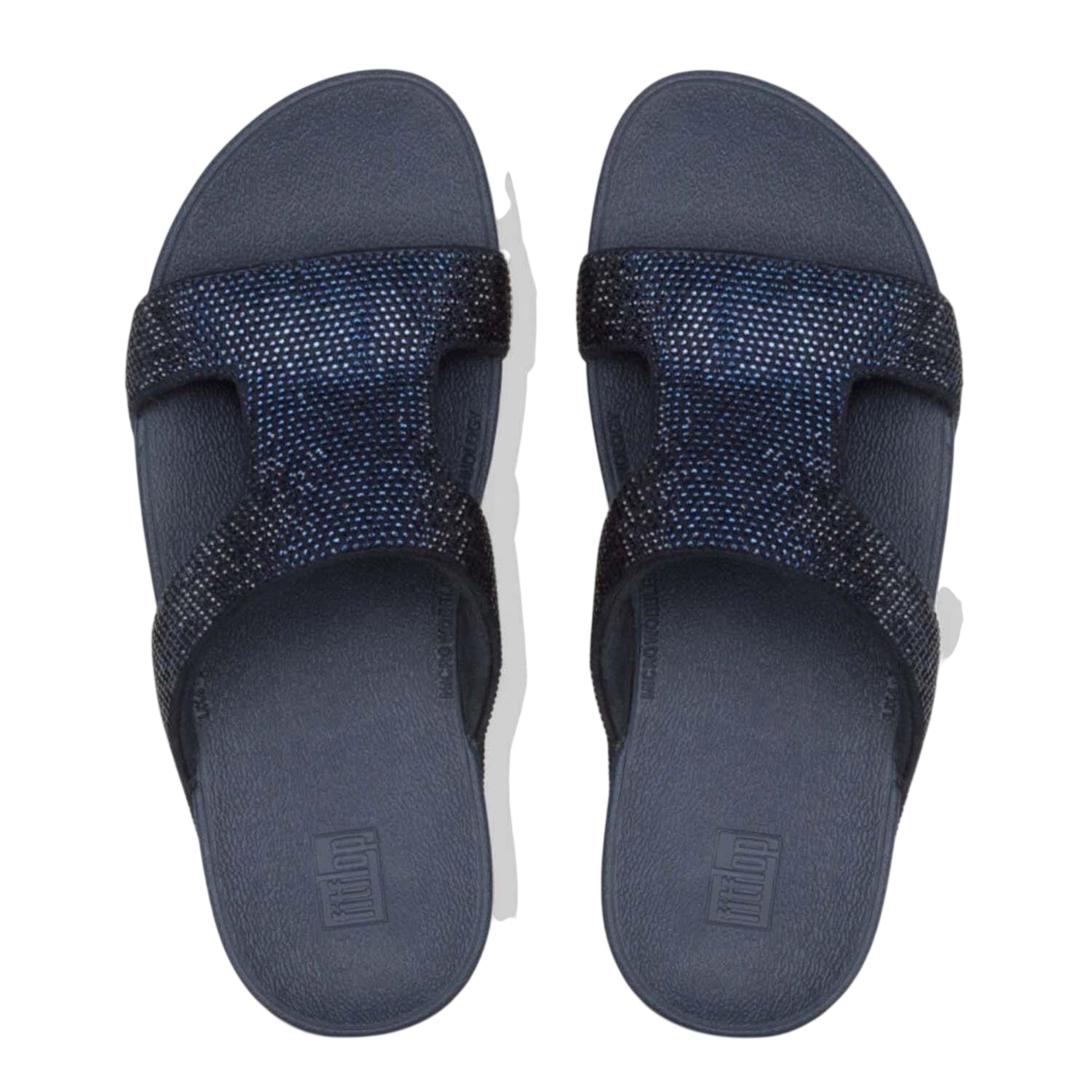 Navy - Side - FitFlop Womens-Ladies Marli Microfibre Sliders