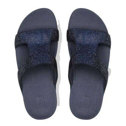 Navy - Side - FitFlop Womens-Ladies Marli Microfibre Sliders