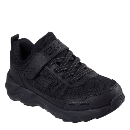 Black - Side - Skechers Childrens-Kids Elite Sport Waterproof Lace Up Walking Shoes