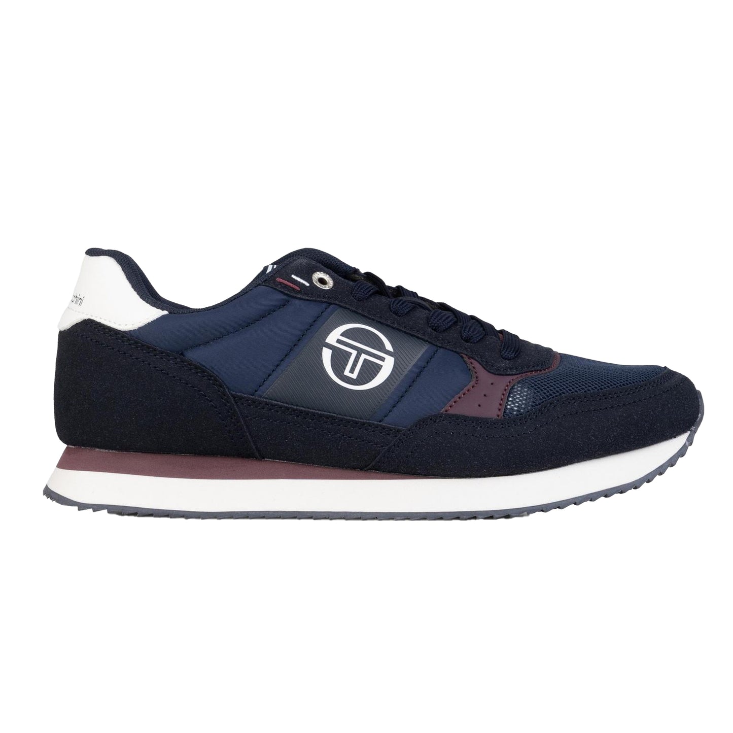 Malabar Blue-White-Fig - Front - Sergio Tacchini Mens Monza Logo Low Cut Trainers