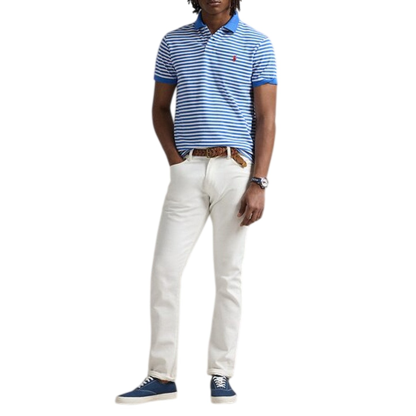 Harbour Blue-White - Lifestyle - Ralph Lauren Childrens-Kids Striped Cotton Polo Shirt
