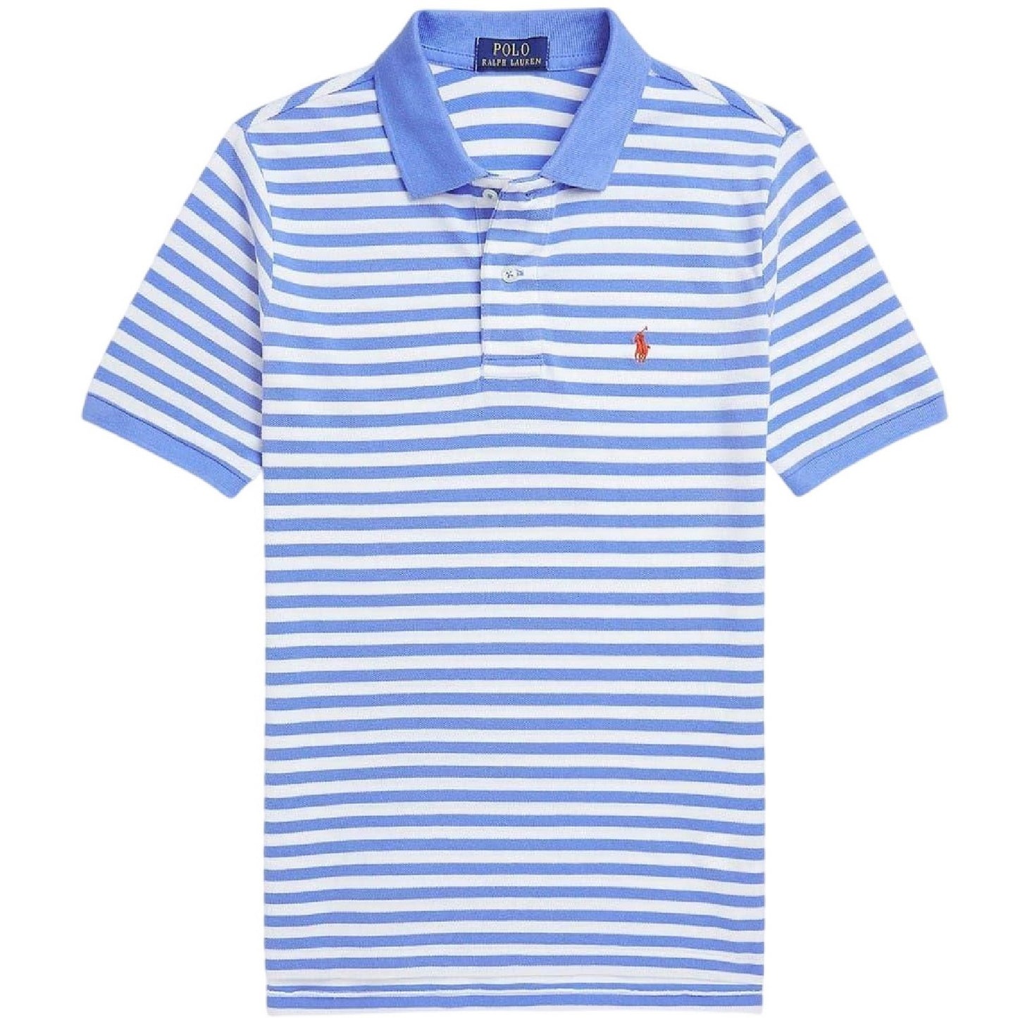 Harbour Blue-White - Front - Ralph Lauren Childrens-Kids Striped Cotton Polo Shirt