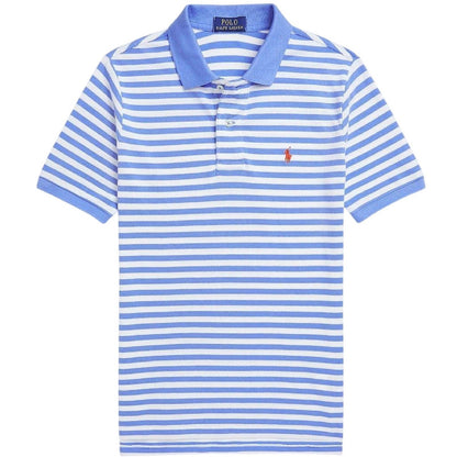 Harbour Blue-White - Front - Ralph Lauren Childrens-Kids Striped Cotton Polo Shirt