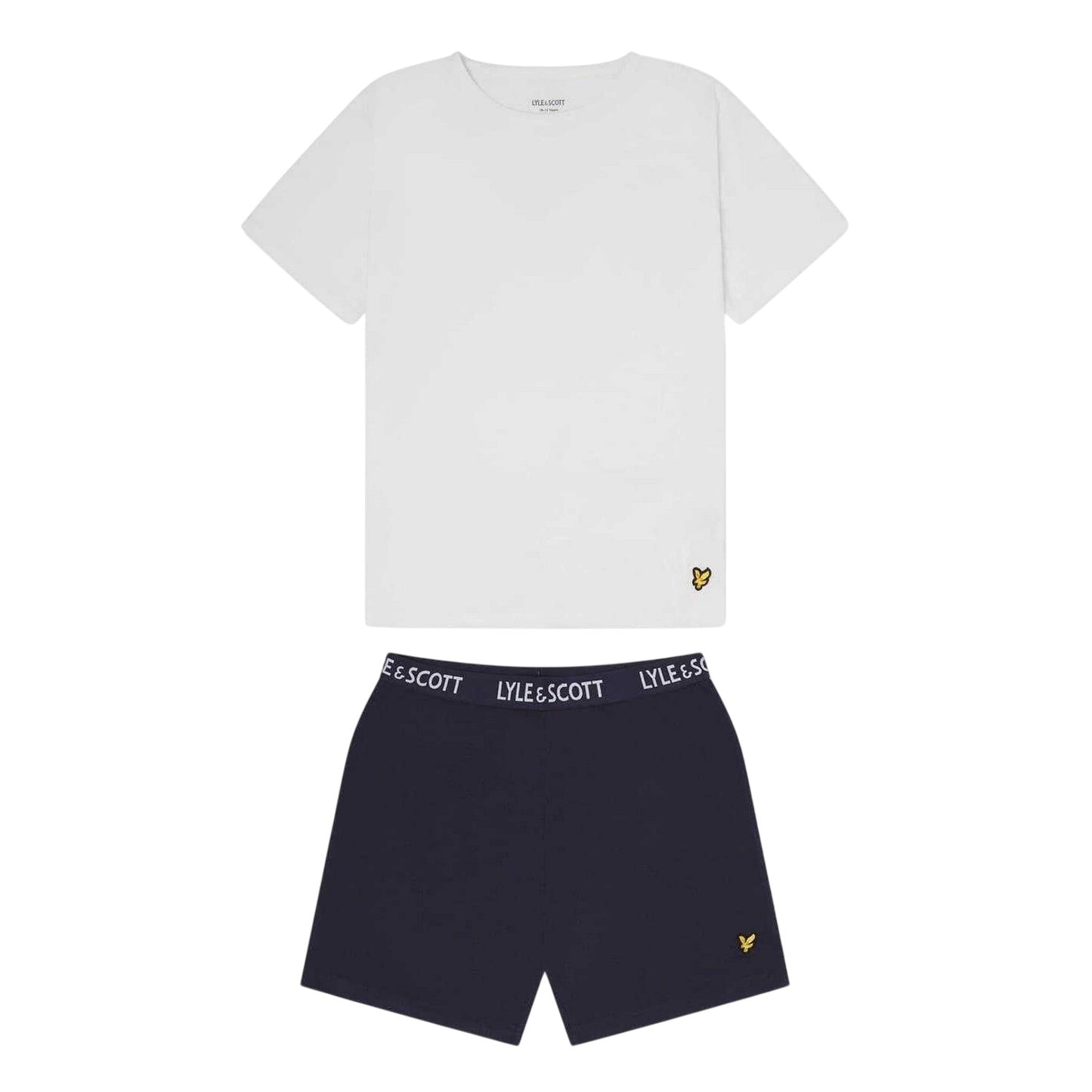 White-Navy - Front - Lyle & Scott Childrens-Kids Lounge Pyjama Set