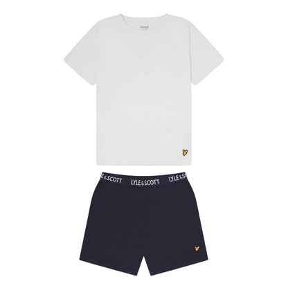 White-Navy - Front - Lyle & Scott Childrens-Kids Lounge Pyjama Set