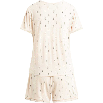 Pink Tint - Back - CCDK Copenhagen Womens-Ladies Jordan Geometric Short-Sleeved Short Pyjama Set