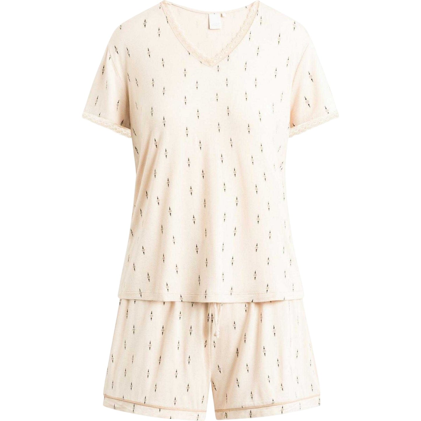 Pink Tint - Front - CCDK Copenhagen Womens-Ladies Jordan Geometric Short-Sleeved Short Pyjama Set
