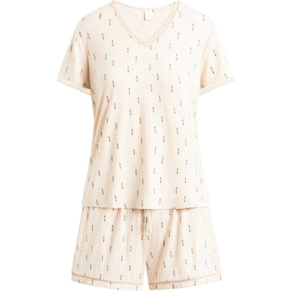Pink Tint - Front - CCDK Copenhagen Womens-Ladies Jordan Geometric Short-Sleeved Short Pyjama Set