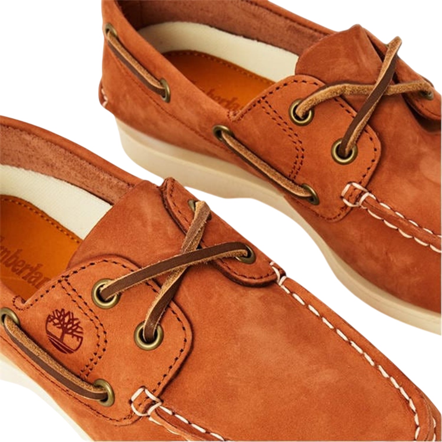 Rust - Side - Timberland Mens Classic Nubuck Moc Toe Flat Boat Shoes