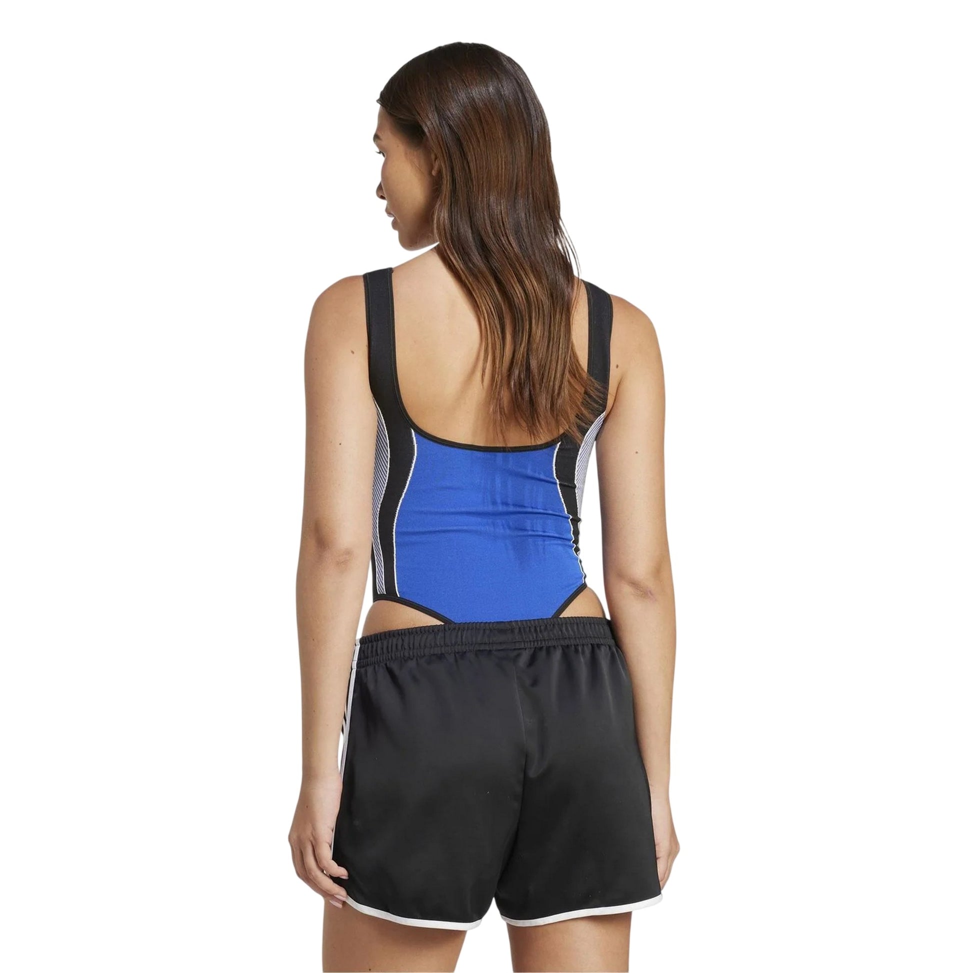 Blue - Back - Adidas Womens-Ladies Equipment Logo Colour Block Bodysuit