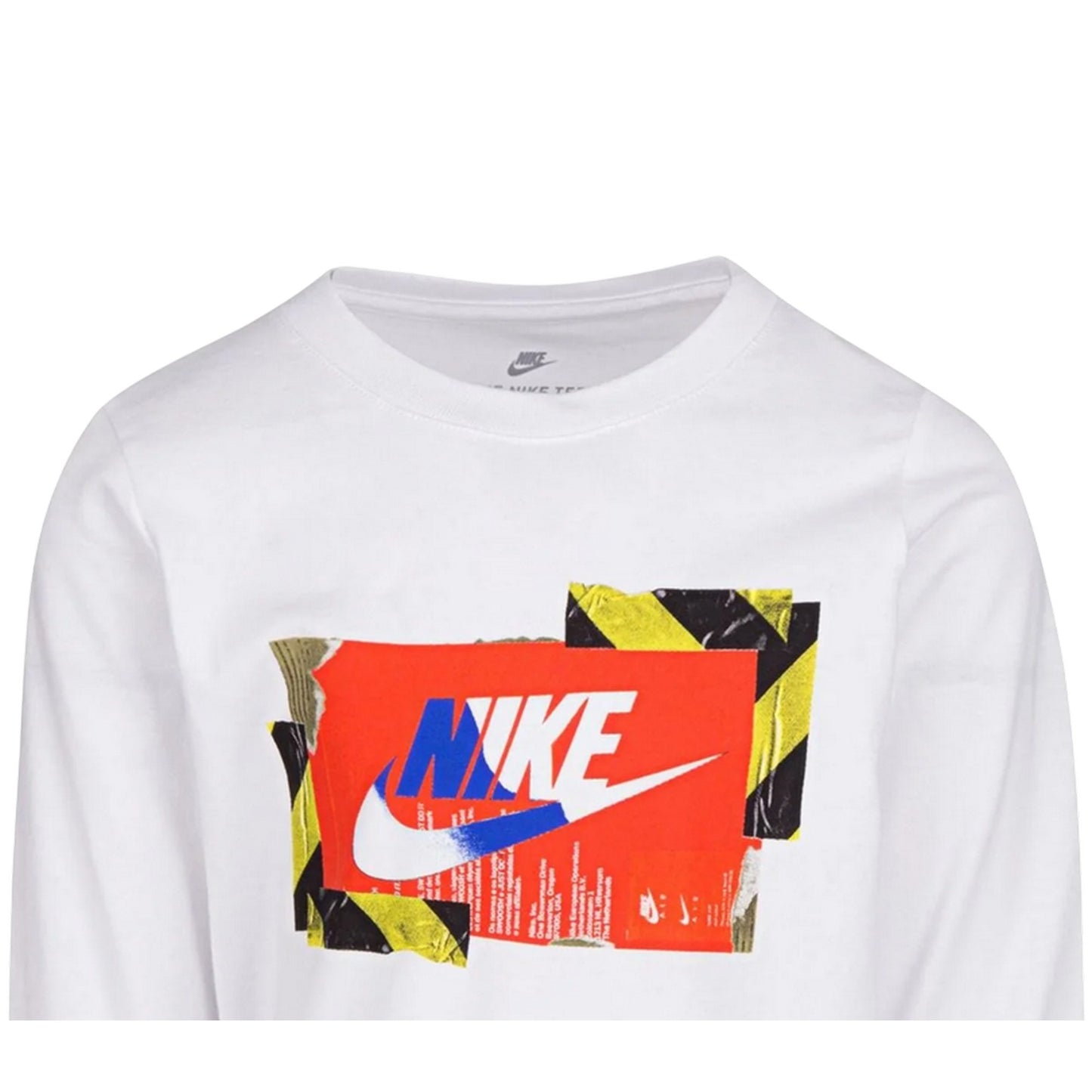 White-Orange - Side - Nike Childrens-Kids Hazard Graphic Long-Sleeved T-Shirt