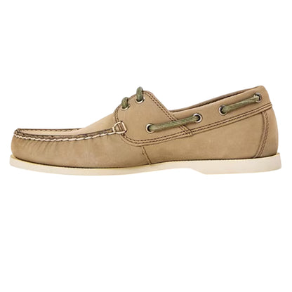 Light Taupe - Side - Timberland Mens Leather Contrast Laces Boat Shoes