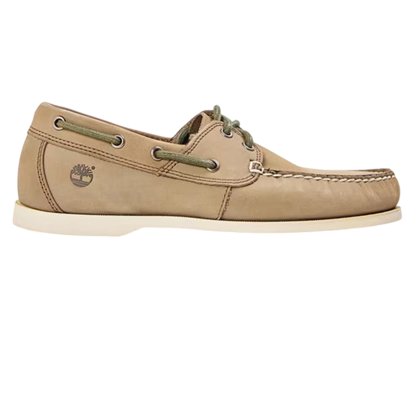 Light Taupe - Front - Timberland Mens Leather Contrast Laces Boat Shoes