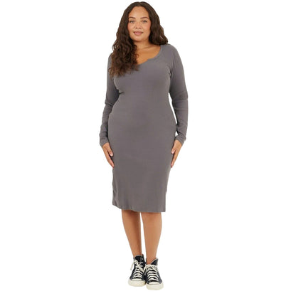 Slate - Lifestyle - Brave Soul Womens-Ladies Notch Neck Midi Dress
