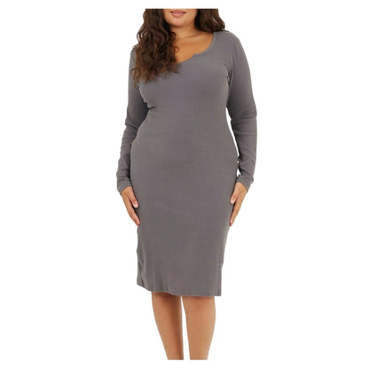 Slate - Front - Brave Soul Womens-Ladies Notch Neck Midi Dress