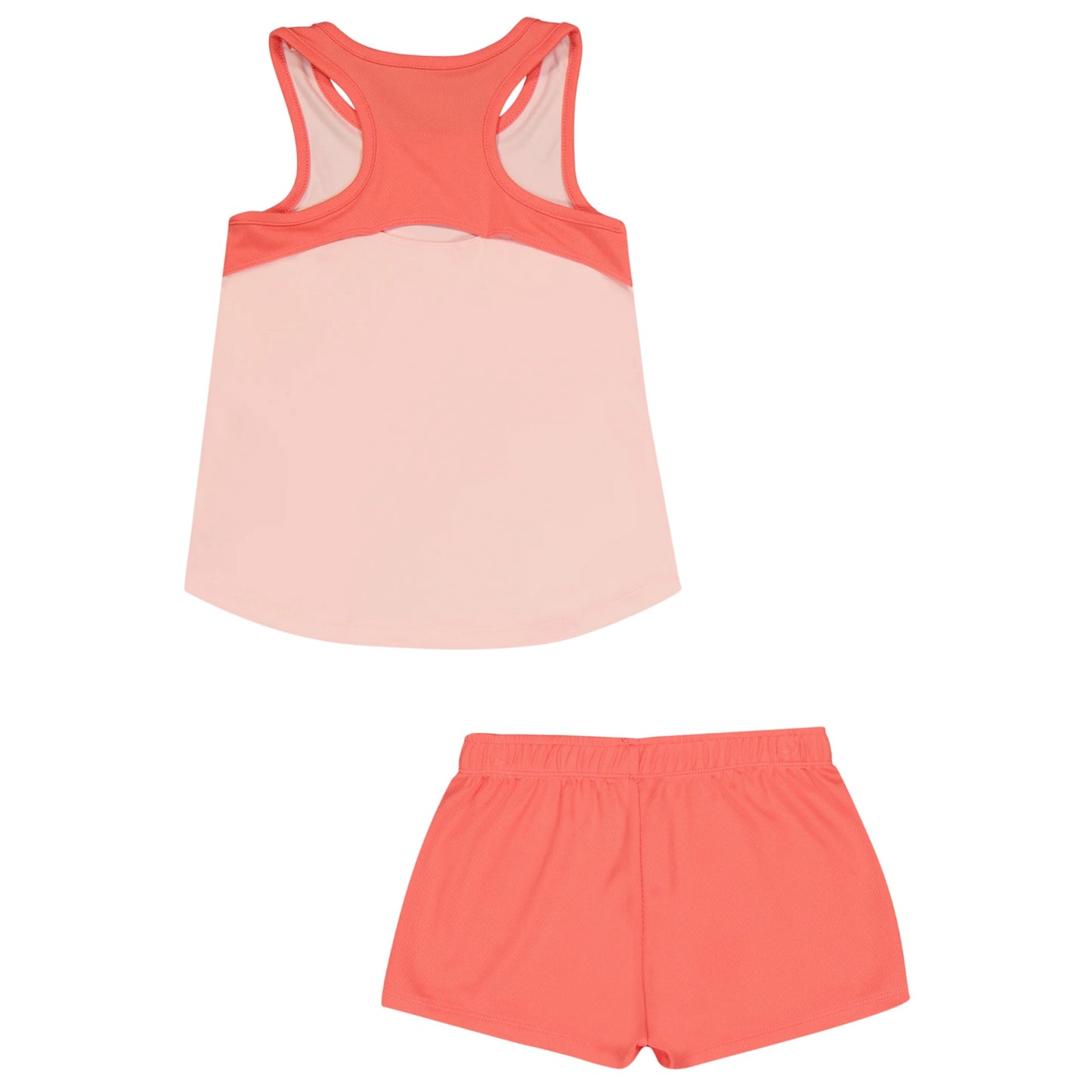 Coral - Back - Nike Girls Mesh Sleeveless Top & Shorts Set