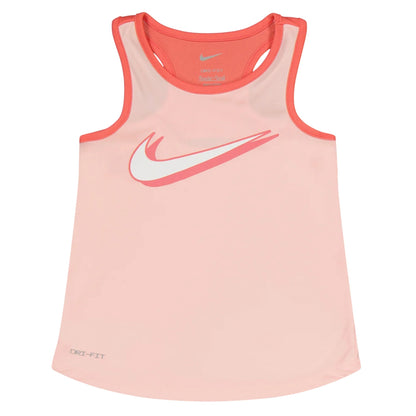 Coral - Side - Nike Girls Mesh Sleeveless Top & Shorts Set