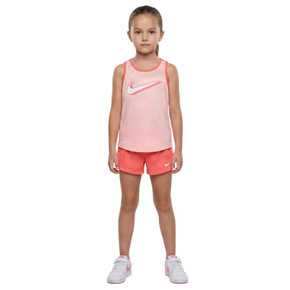 Coral - Pack Shot - Nike Girls Mesh Sleeveless Top & Shorts Set
