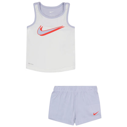 Purple - Front - Nike Girls Mesh Sleeveless Top & Shorts Set