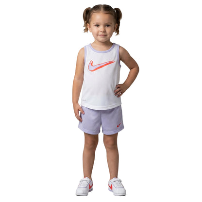 Purple - Pack Shot - Nike Girls Mesh Sleeveless Top & Shorts Set