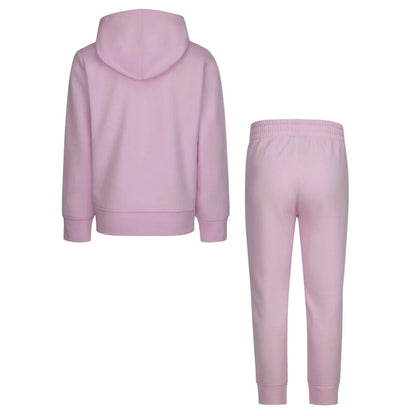 Pink-Black - Back - Nike Childrens-Kids Air Jordan Jump Hoodie And Joggers Set