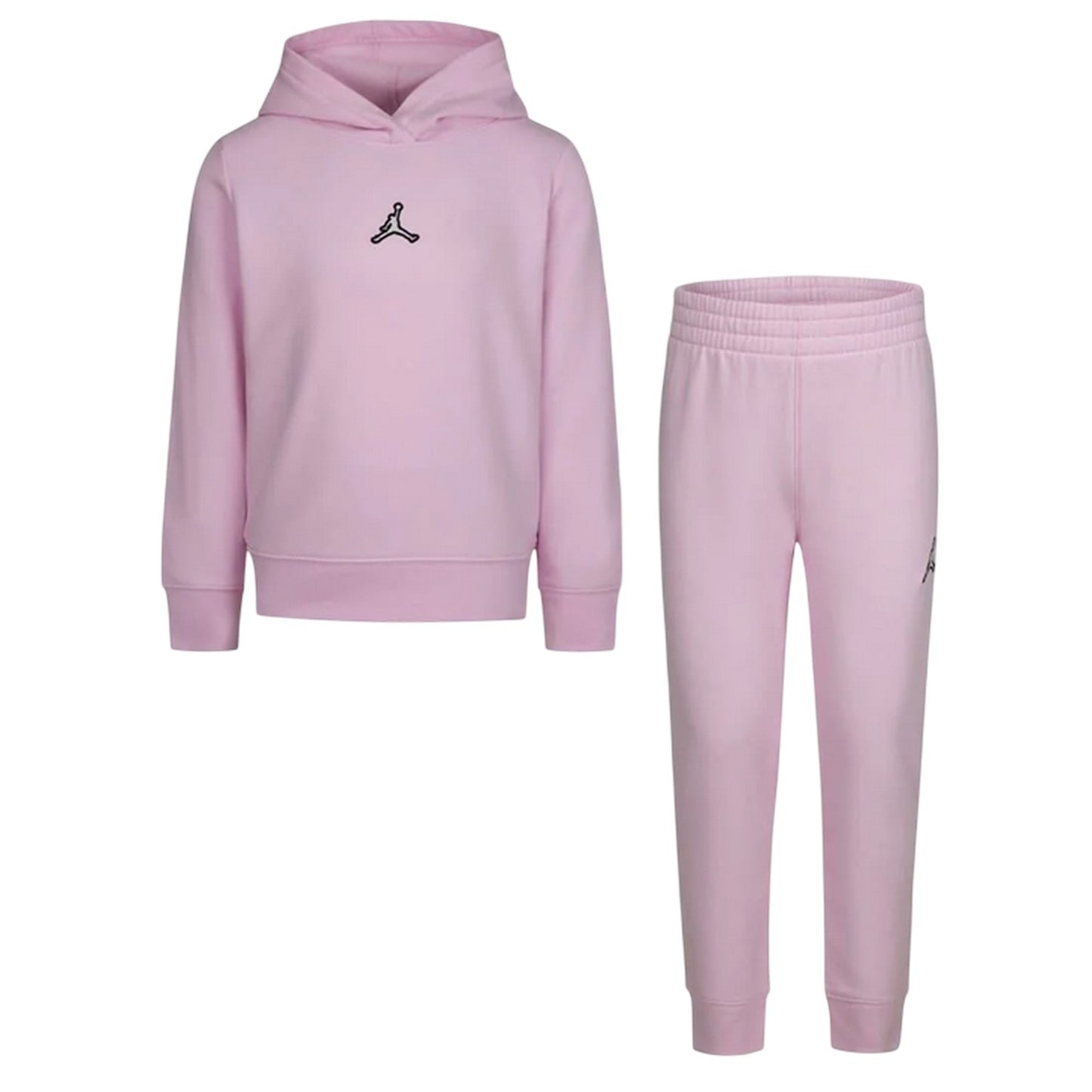 Pink-Black - Front - Nike Childrens-Kids Air Jordan Jump Hoodie And Joggers Set