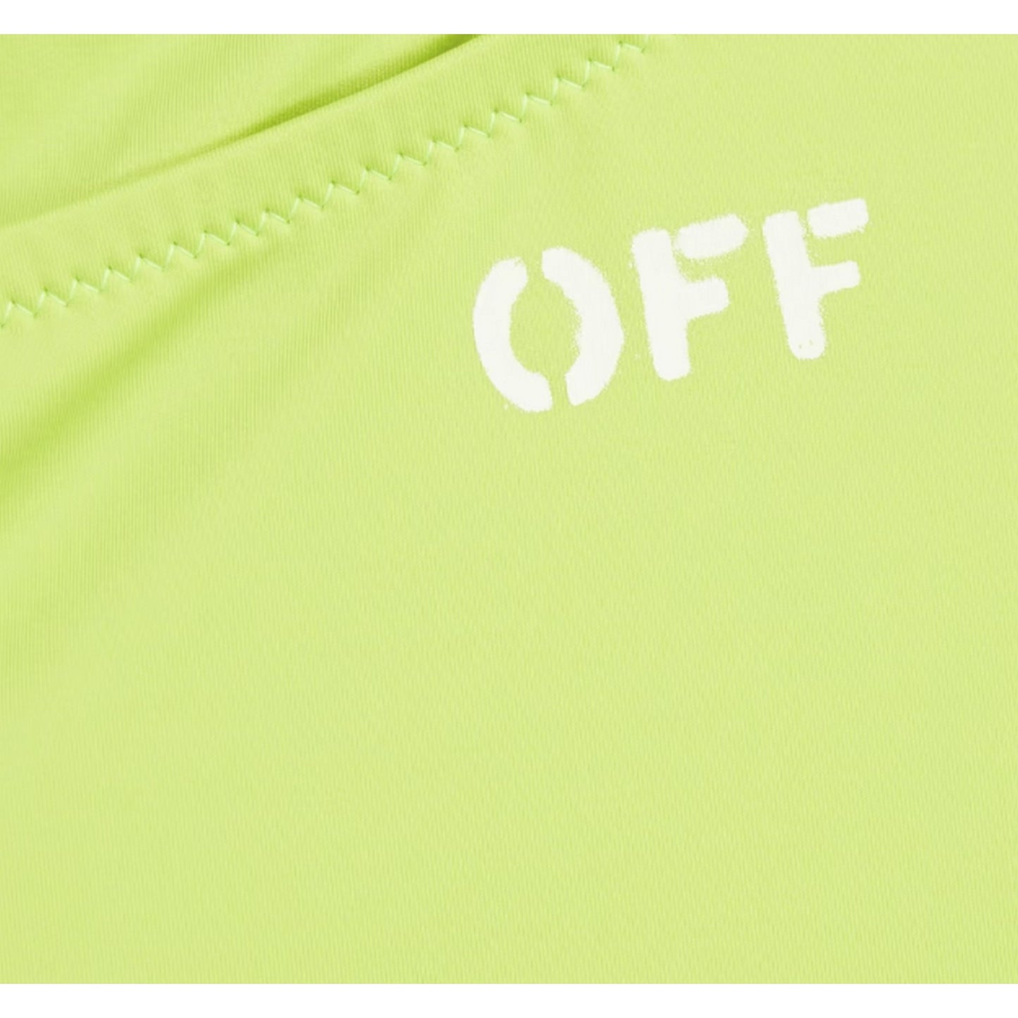 Flo Yellow - Side - Off White Womens-Ladies Logo High Rise Two-Piece Swimsuit Set