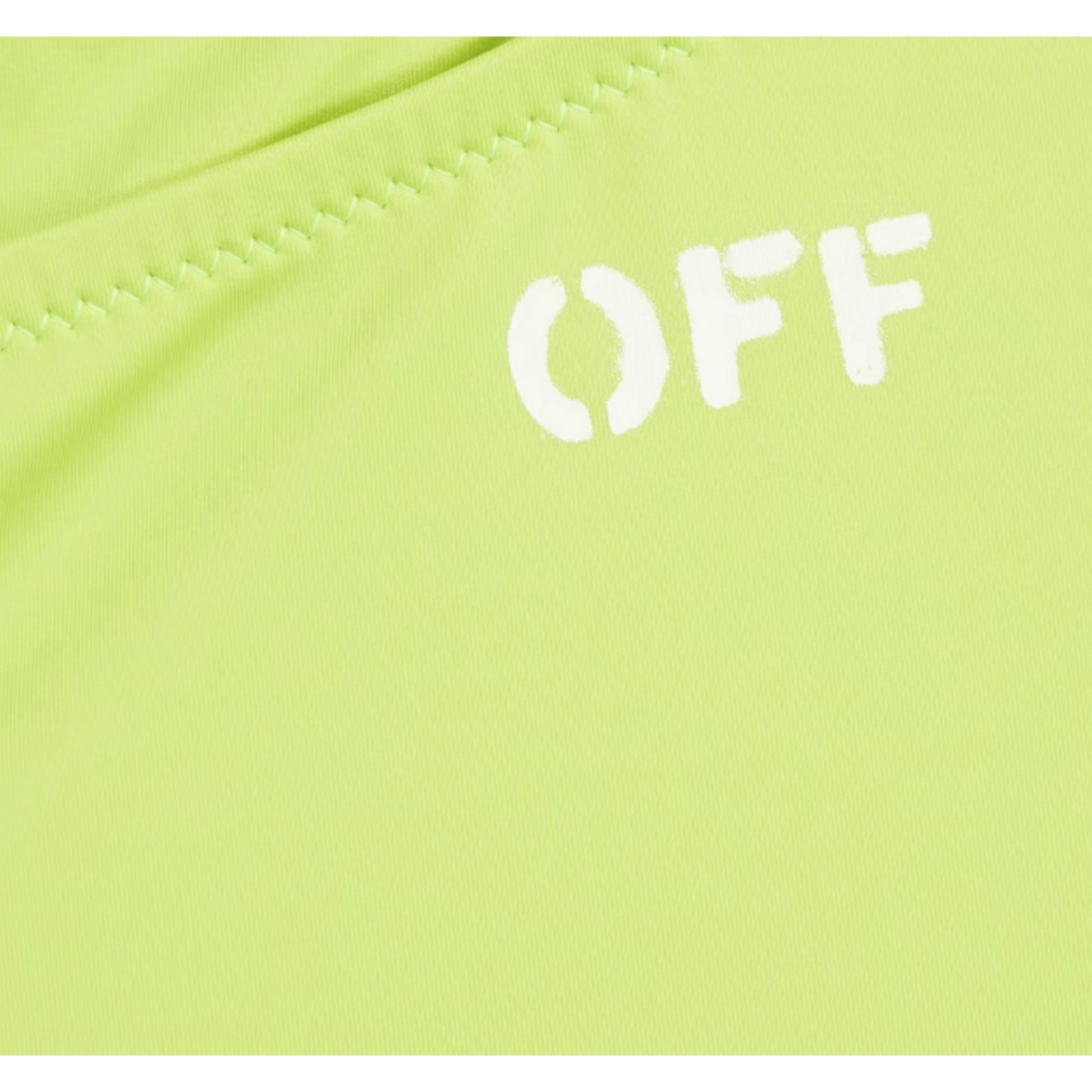 Flo Yellow - Side - Off White Womens-Ladies Logo High Rise Two-Piece Swimsuit Set