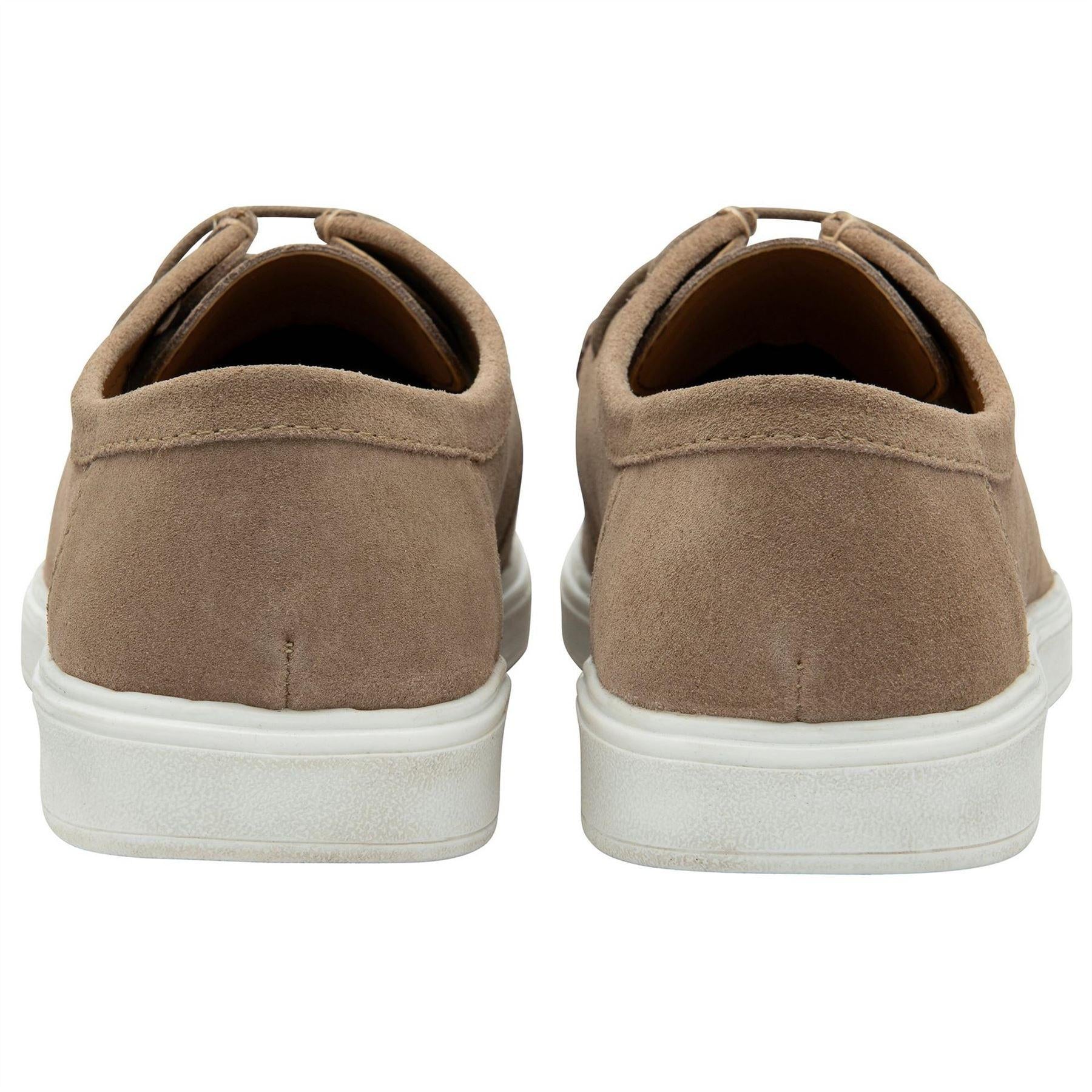 Stone - Back - Lotus Shoes Mens Declan Suede Flat Moccasins