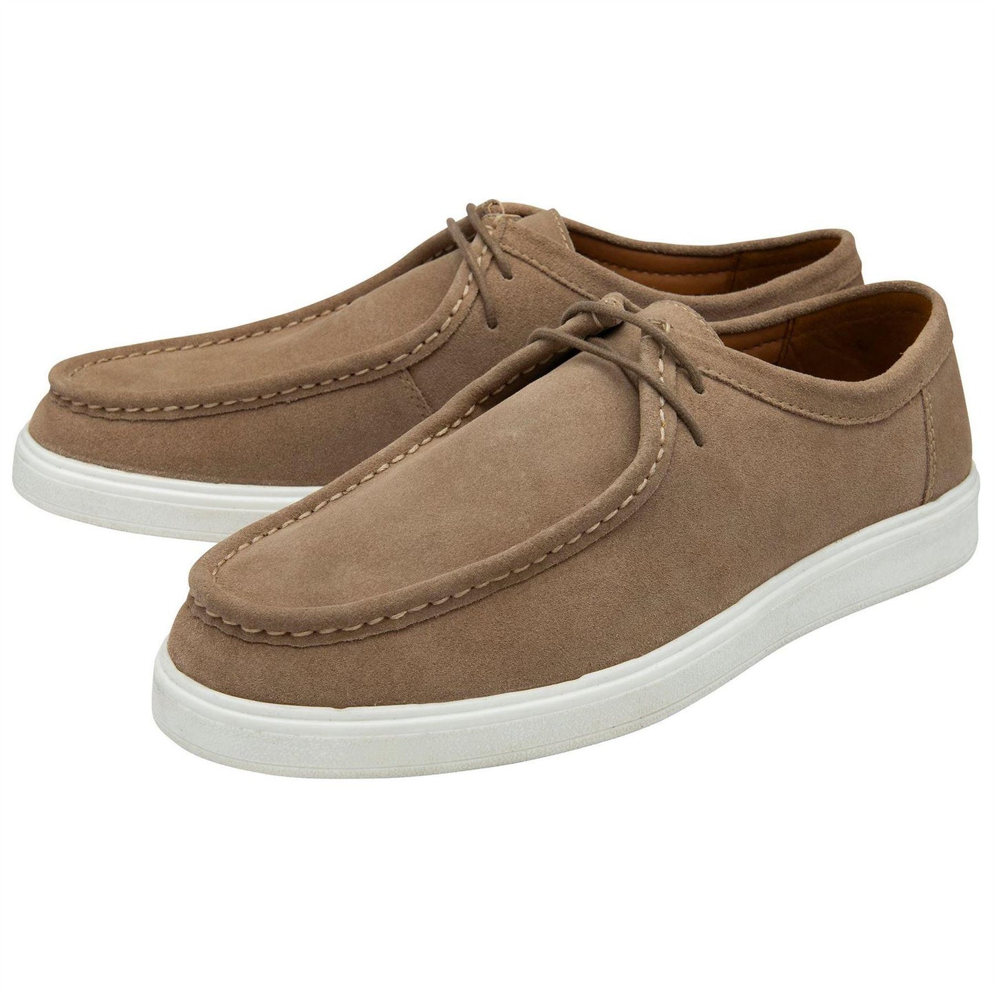 Stone - Side - Lotus Shoes Mens Declan Suede Flat Moccasins