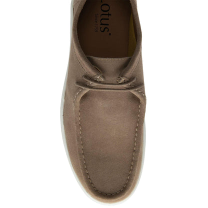 Stone - Lifestyle - Lotus Shoes Mens Declan Suede Flat Moccasins