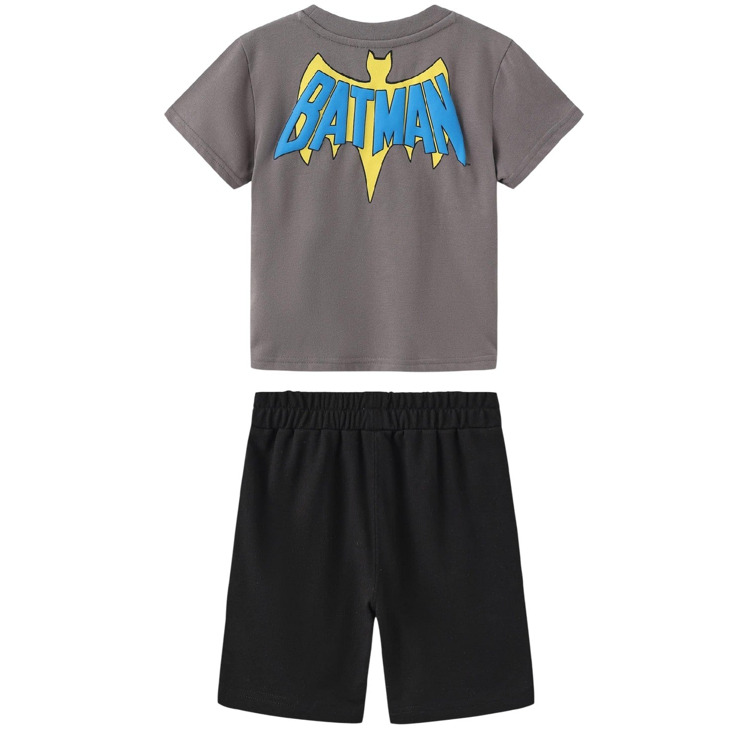 Black-Yellow - Back - Batman Childrens-Kids T-Shirt & Shorts Set
