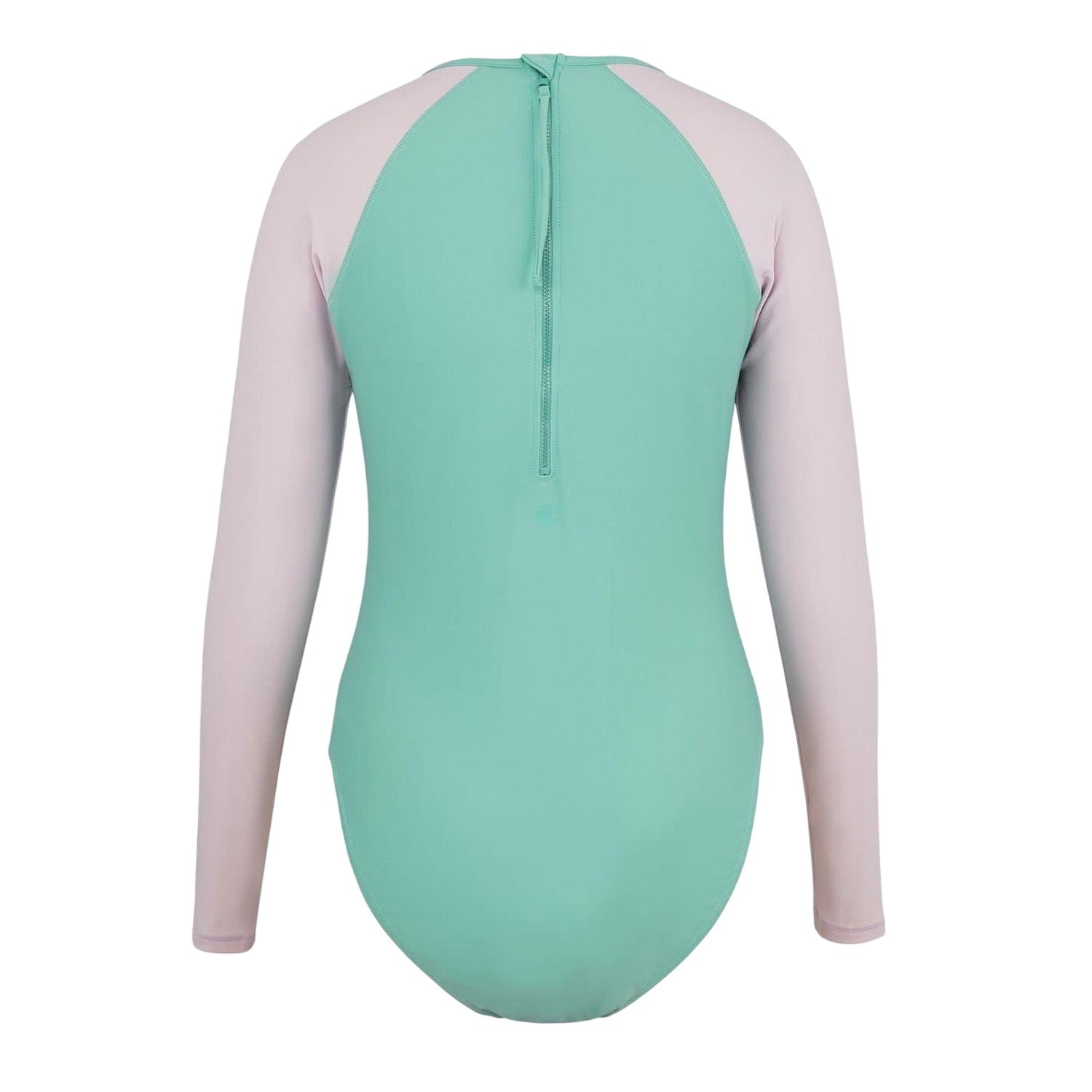 Pink-Green - Front - SoulCal Womens-Ladies Long-Sleeved One Piece Swimsuit