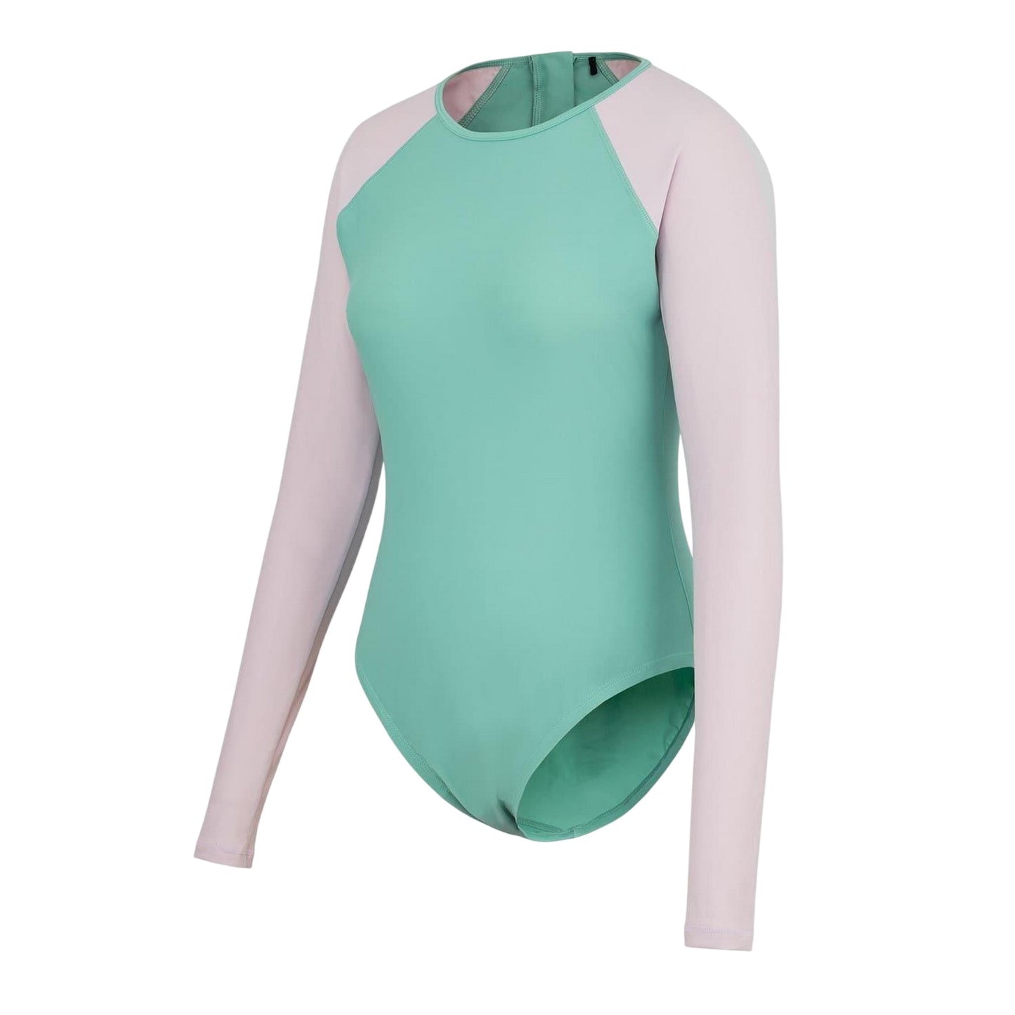 Pink-Green - Back - SoulCal Womens-Ladies Long-Sleeved One Piece Swimsuit