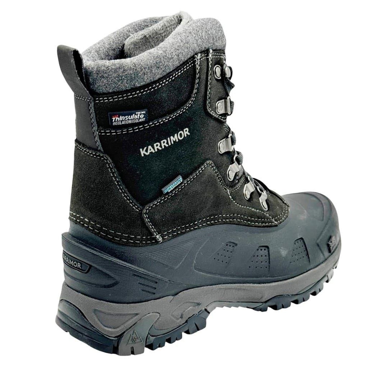 Black - Back - Karrimor Mens Suede Contrast Winter Boots