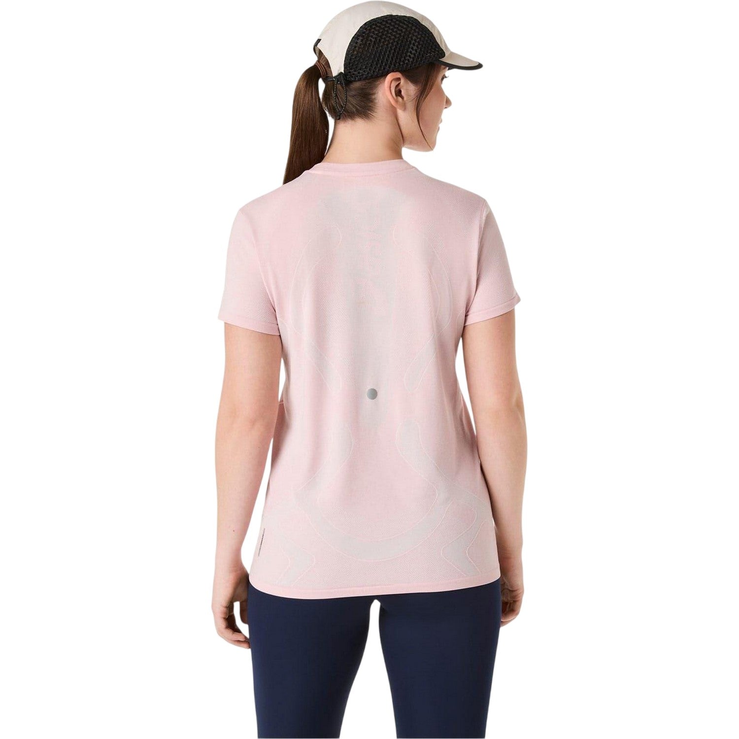 Sun-Coral - Back - Asics Womens-Ladies Performance Seamless Slim Running Top