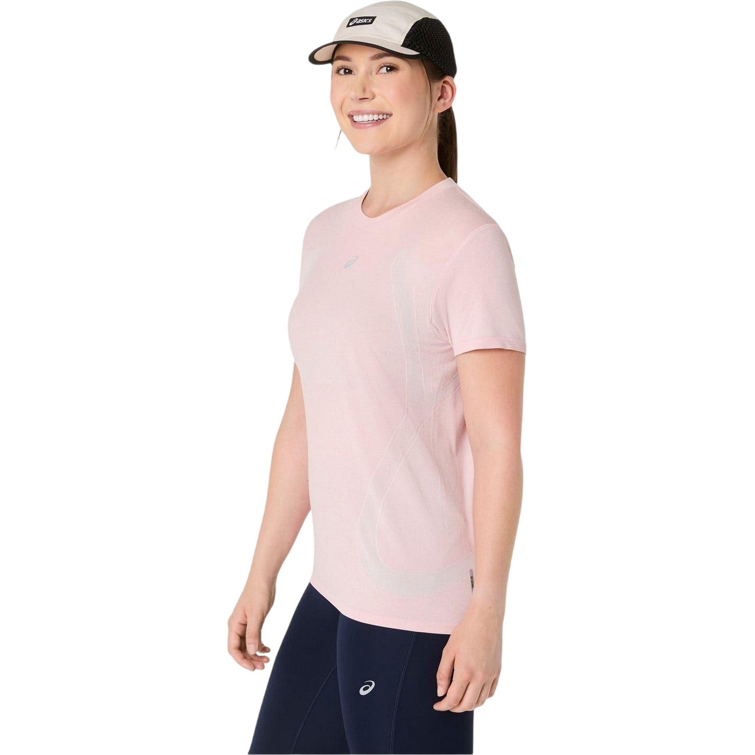 Sun-Coral - Side - Asics Womens-Ladies Performance Seamless Slim Running Top