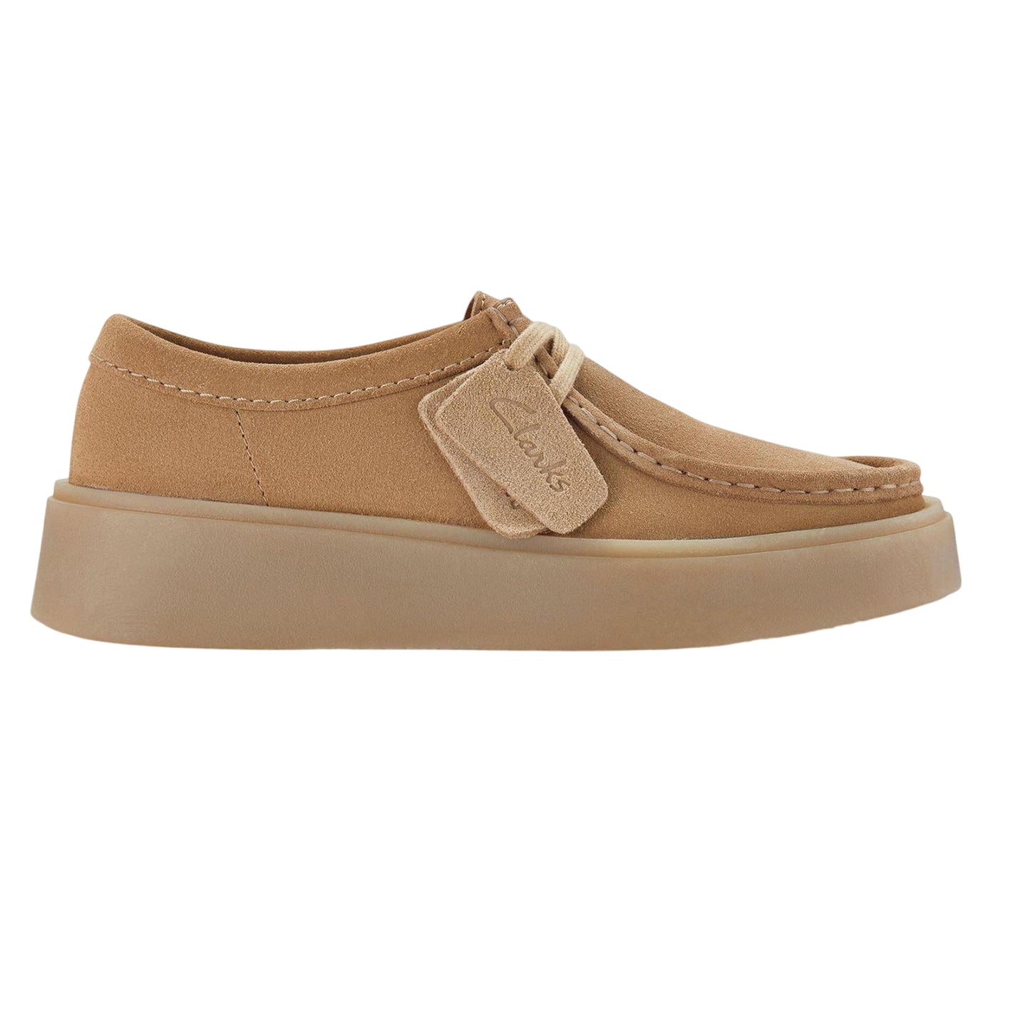 Dark Sand - Front - Clarks Mens Suede Platform Shoes