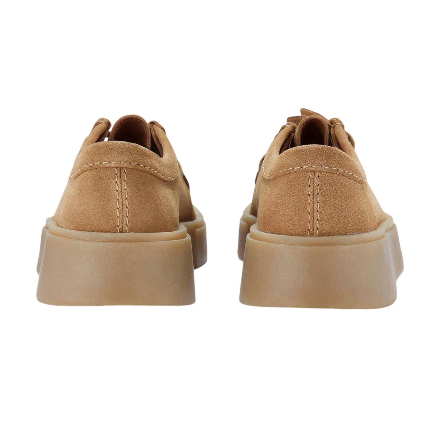 Dark Sand - Back - Clarks Mens Suede Platform Shoes
