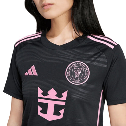 Black-Pink - Side - Adidas Womens-Ladies Inter Miami CF Short-Sleeved Football Jersey