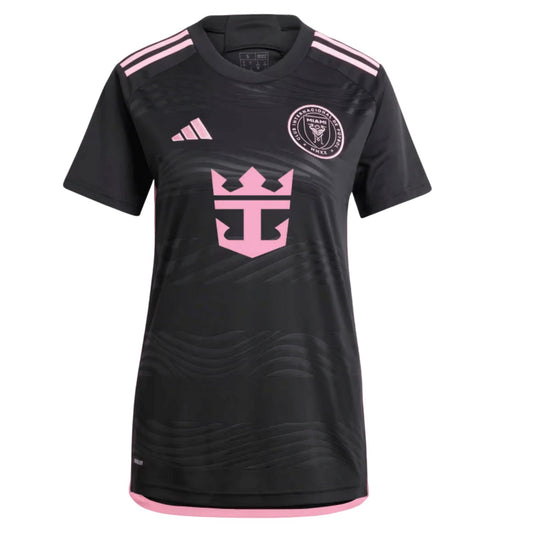 Black-Pink - Front - Adidas Womens-Ladies Inter Miami CF Short-Sleeved Football Jersey
